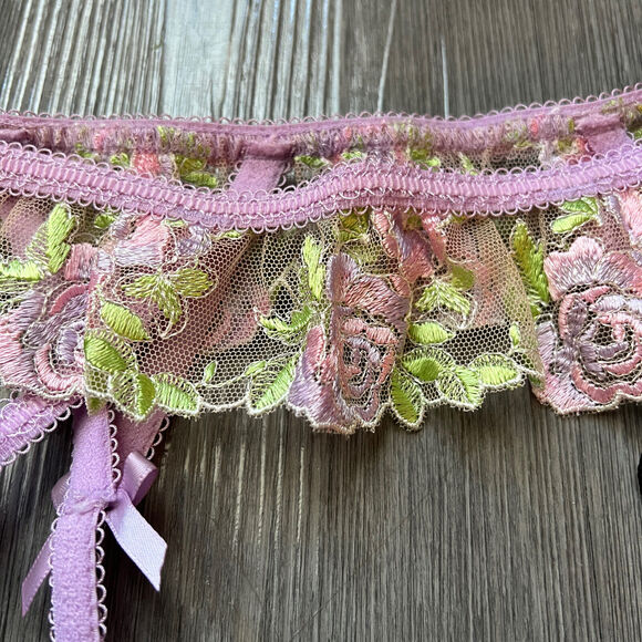 For Love And Lemons Garter Belt Womens Extra Small Lilac Green Floral - Picture 6 of 8